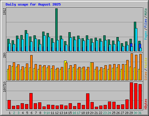 Daily usage for August 2025